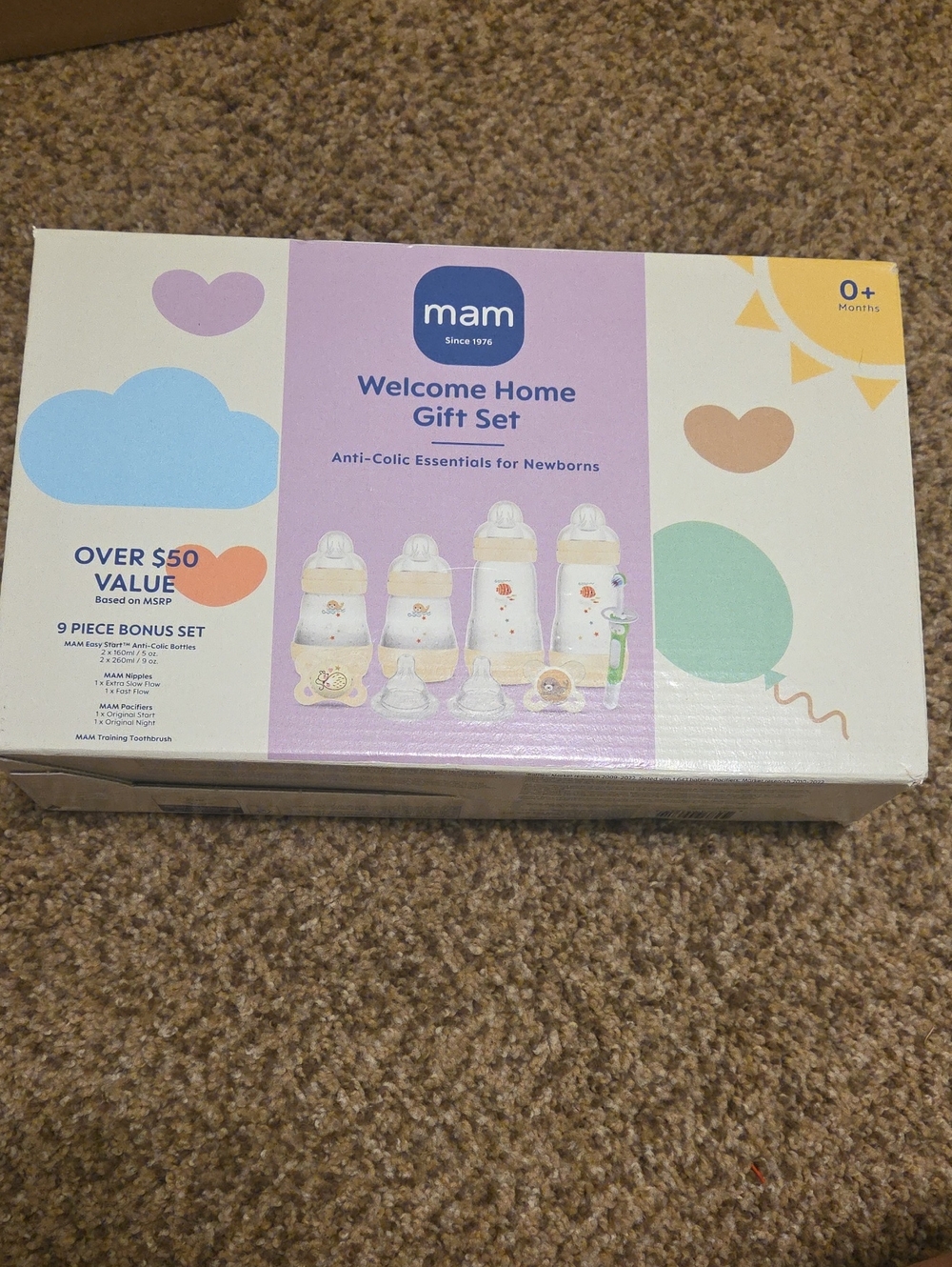 MAM Welcome Home Gift Set - Pastel Multi Color Anti-Colic Newborn Essentials